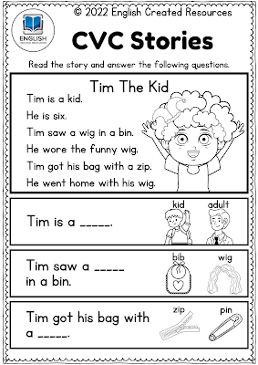Phonics CVC Short Vowels Story Sequence For Kindergarten And Hong Kong