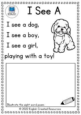 Sight Word Poems Read and Draw – English Created Resources