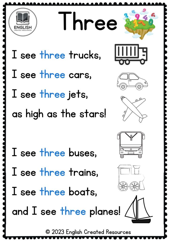 Number Word Poems – English Created Resources