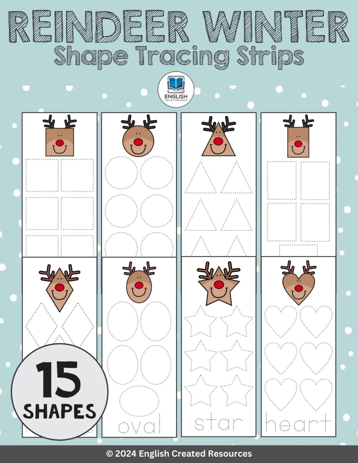 Reindeer Winter Shape Tracing Strips English Created Resources